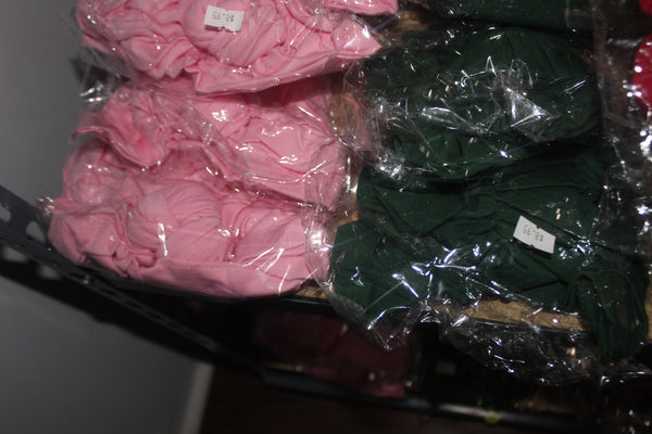 2 head wraps green and pink