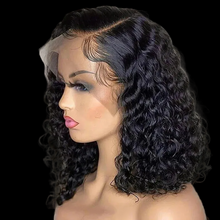 Deep Wave 180% Density Pre-Plucked Side Part Short Bob 13*4 Lace Frontal Brazilian Virgin Human Hair Wigs For Black Woman